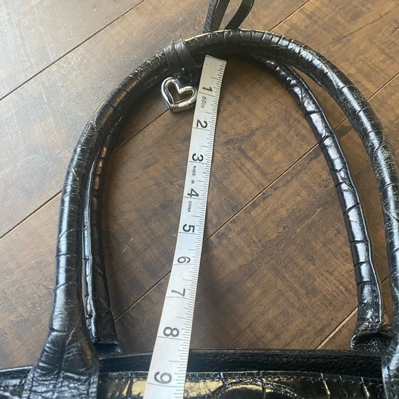Brighton  Black Crocodile-Embossed shoulder Handbag - Picture 8 of 16